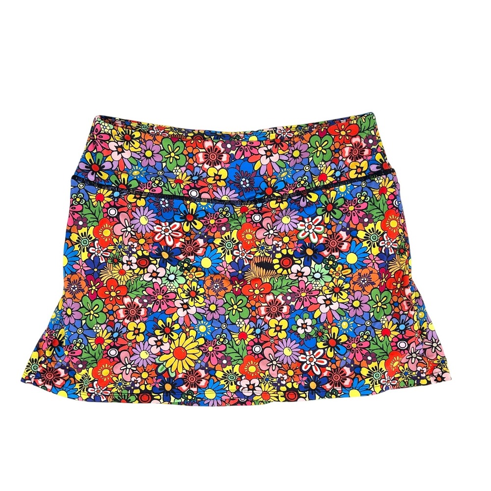 Fulbelle Floral Athletic Skort Skirt Large Retro Daisy Tennis Pickleball Golf